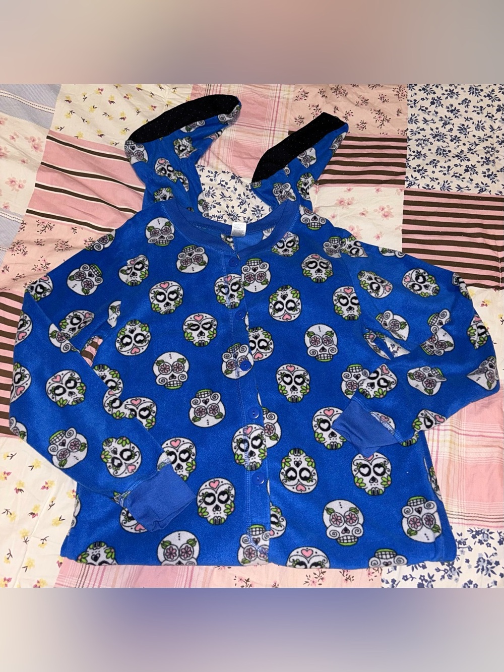 Blue Sugar Skull Footie Pajamas